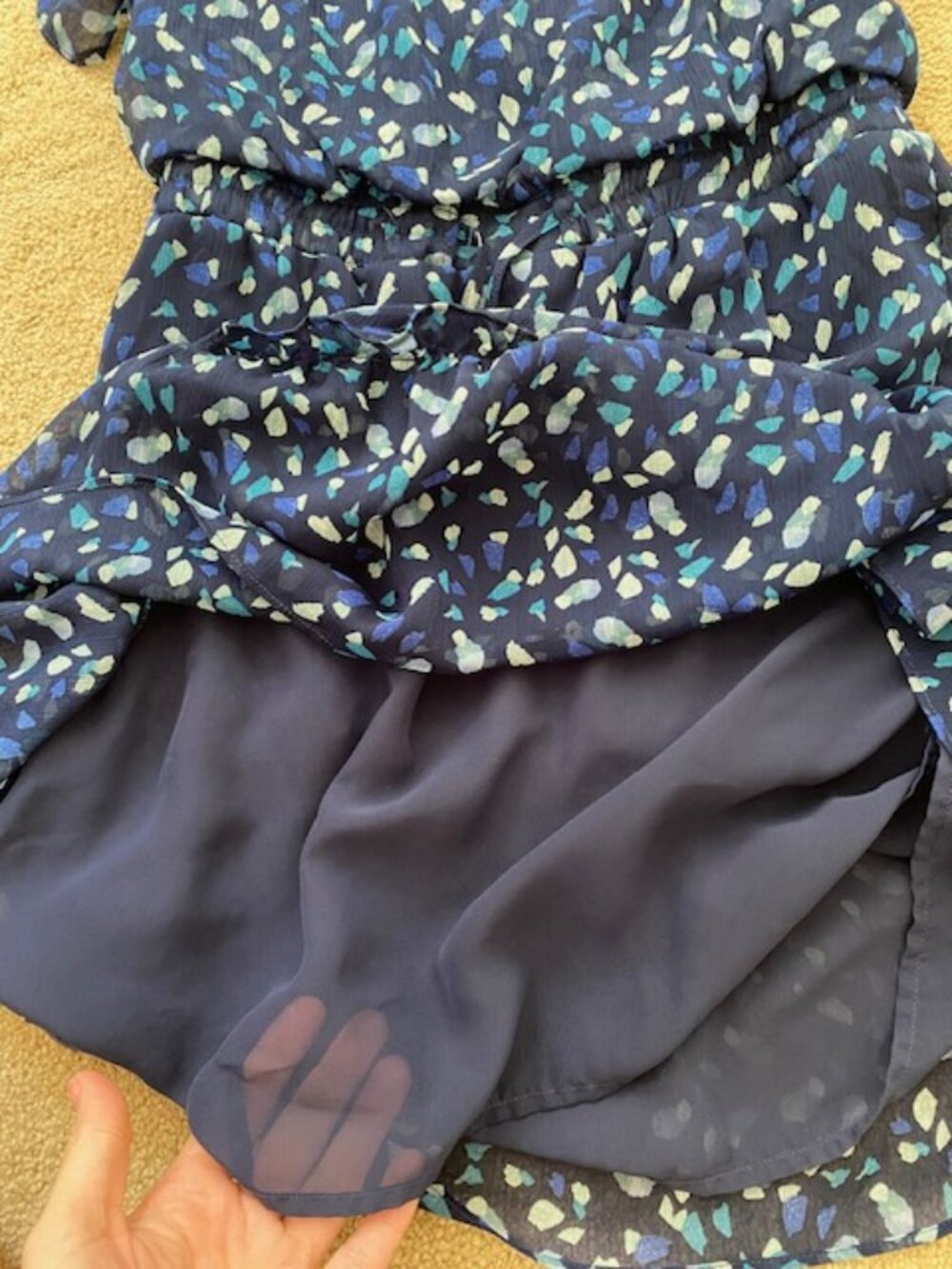 Floral Print Ruffle Blue Dress Socialite - Picture 5 of 7